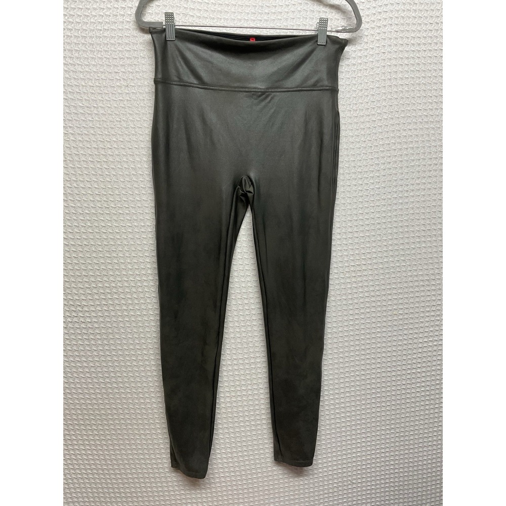 Spanx Faux Pebbled Leather Pants Womens 1X Charcoal  Pull On Shapewear Leggings